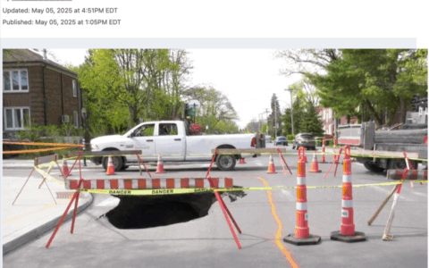 注意！蒙特利尔NDG区路面塌陷 多条道路关闭 需绕行